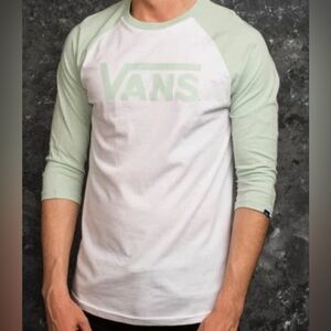 Vans Graphic White and Green Long Sleeve Tee Size L/Large